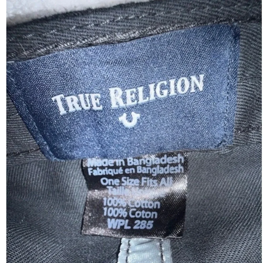 True Religion Black Silver Shattered Horseshoe Logo Baseball Cap Hat Adjustable